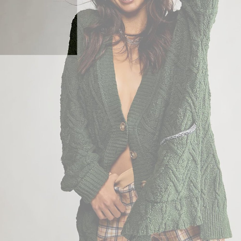 Free People Montana Cable Cardigan Aged Pine S NWT